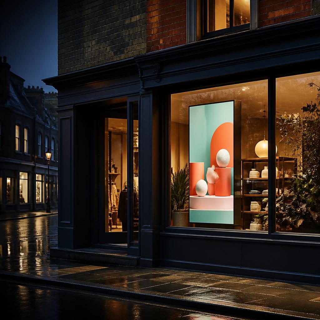Concept image of a digital display in a shop window